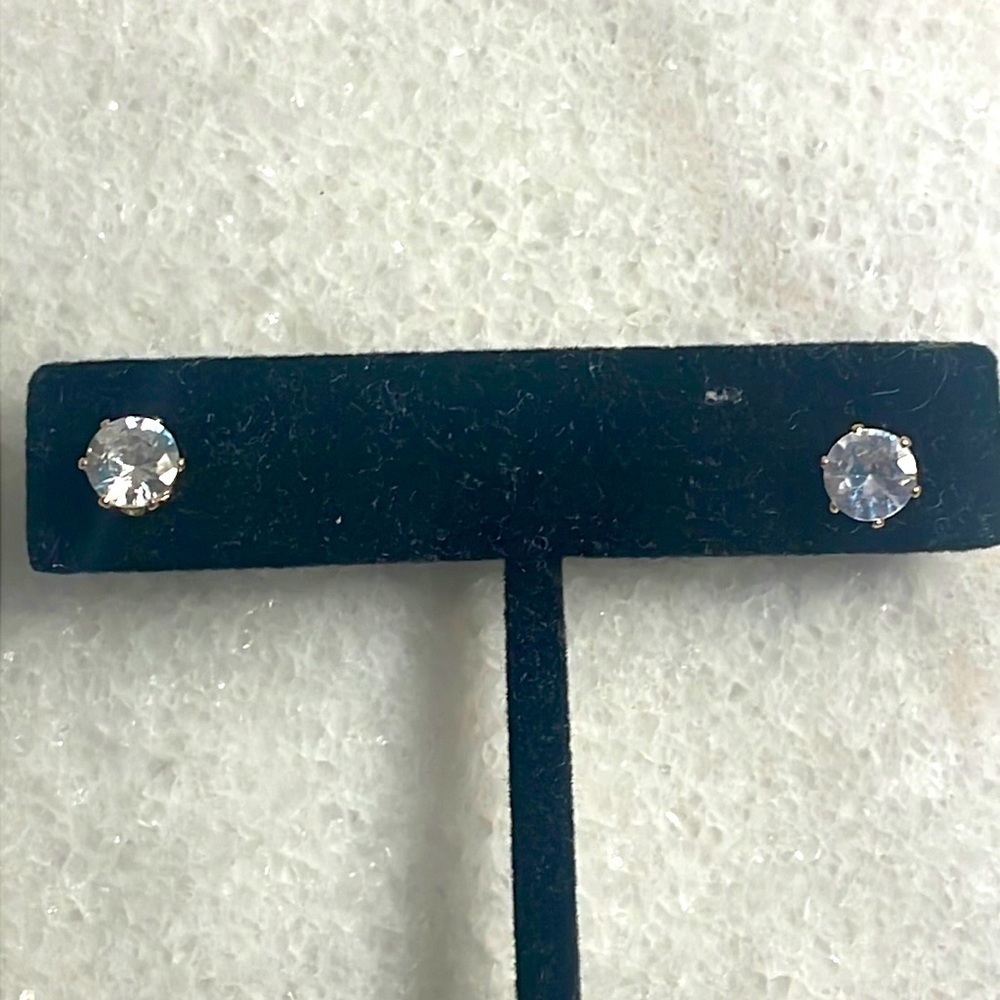 Earrings Faux diamond goldtone stud jewelry NEW